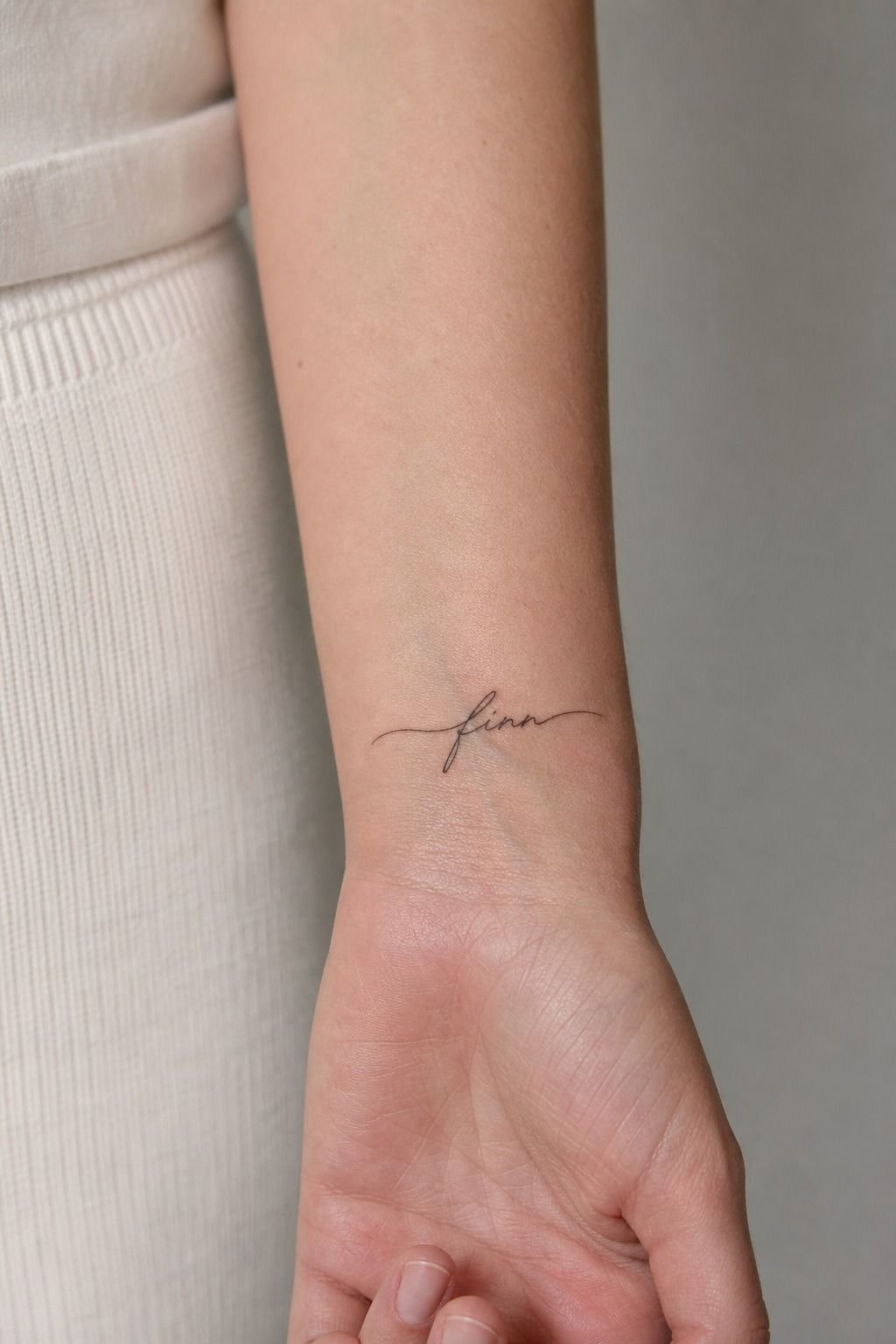 Choose a Fine Line Baby Name Wrist Tattoo