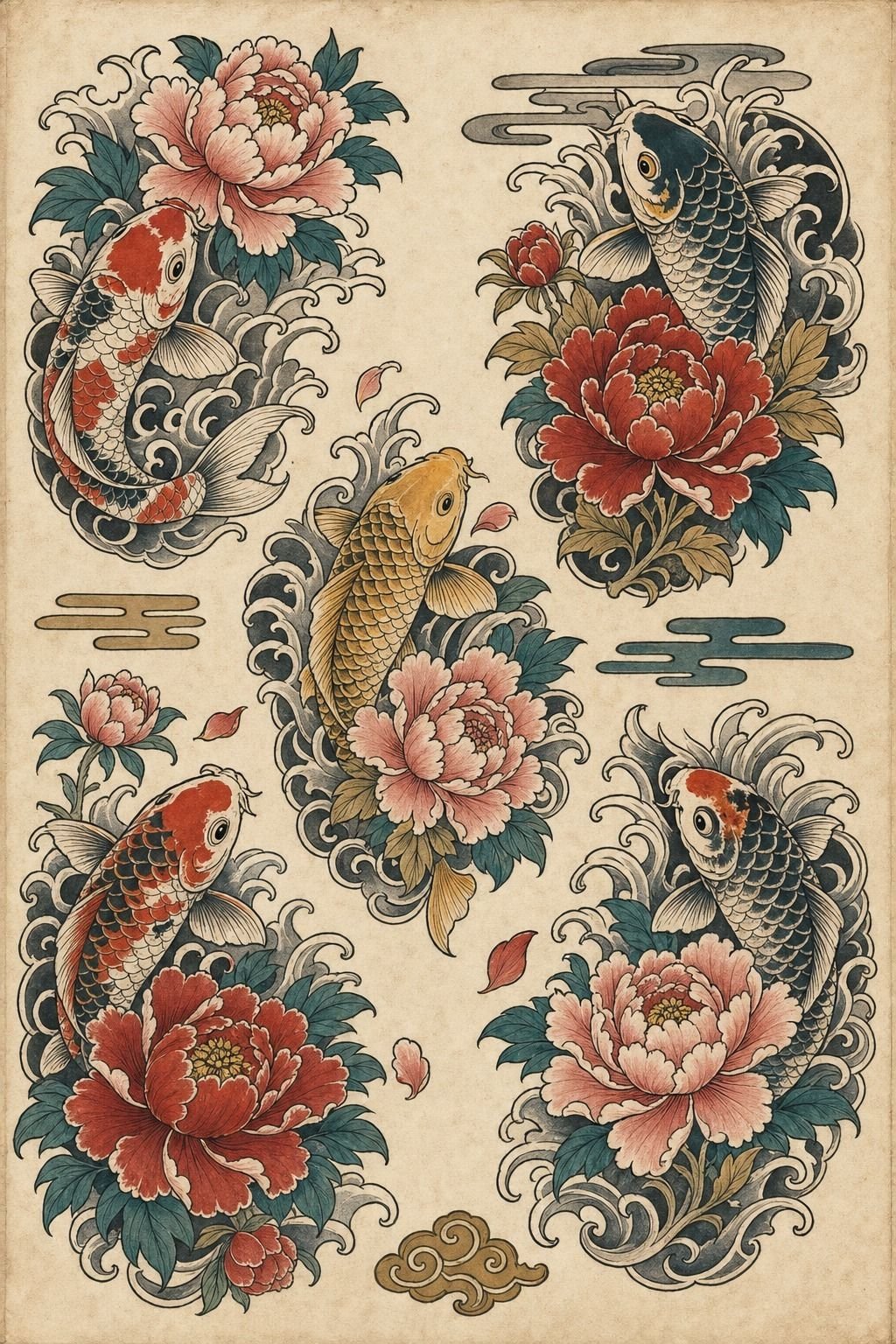 Match Japanese Peony Tattoo With Koi