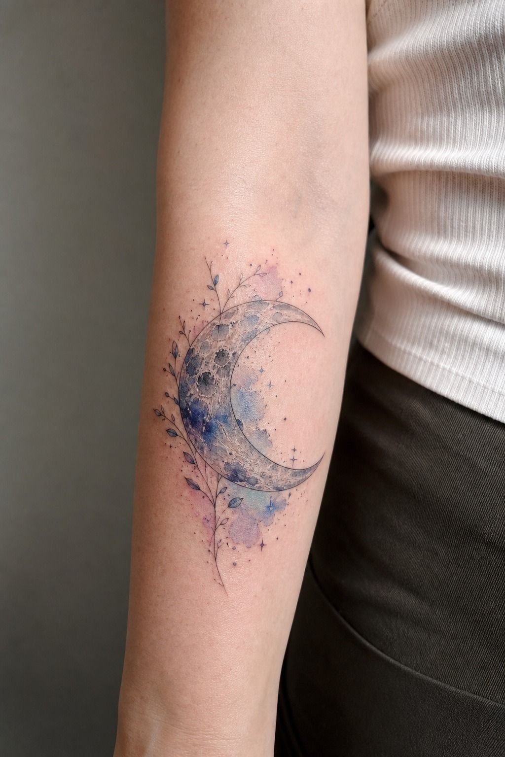 Use The Crescent Halo Rule For A Watercolor Moon Tattoo