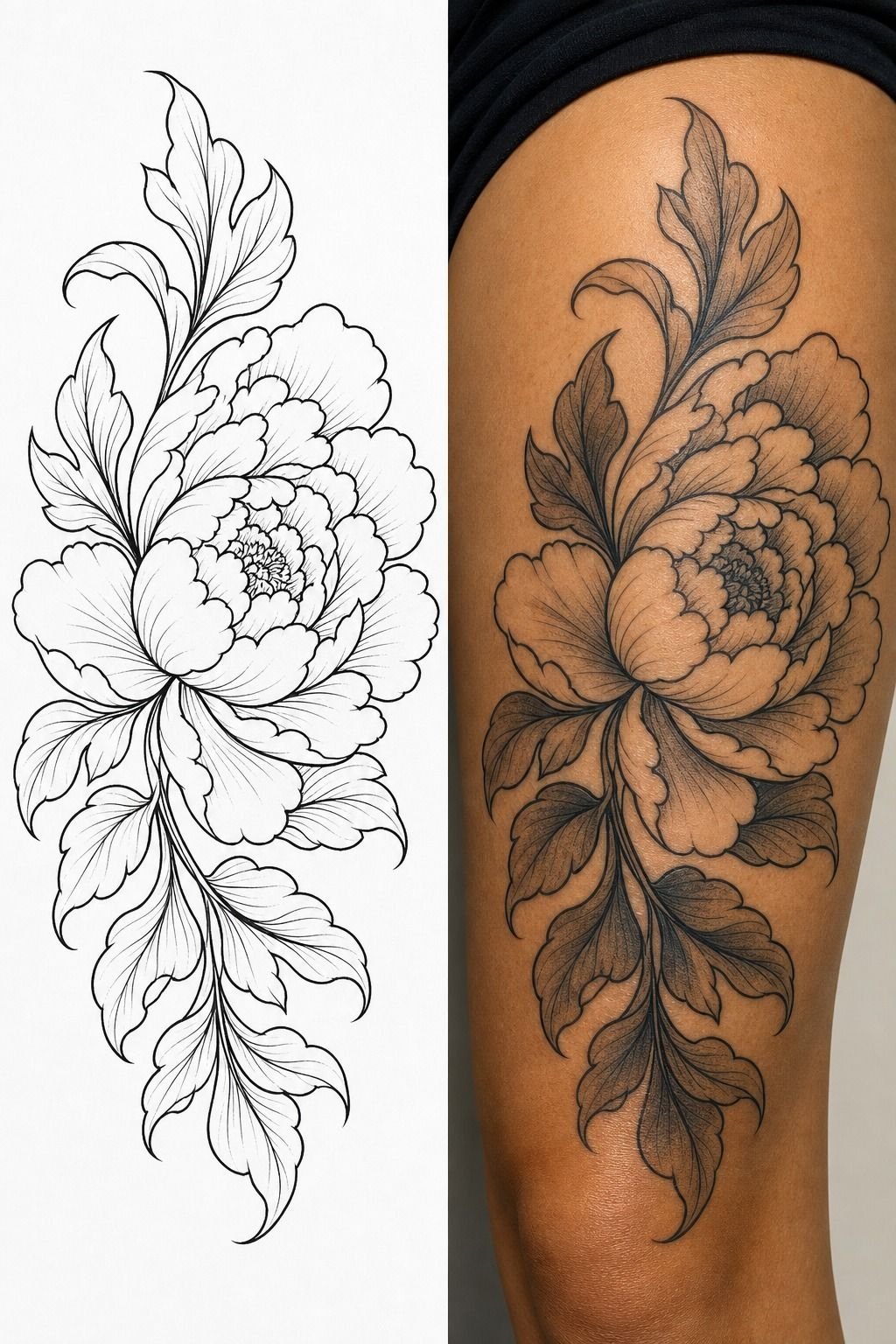 Balance Japanese Peony Tattoo Petal Layers