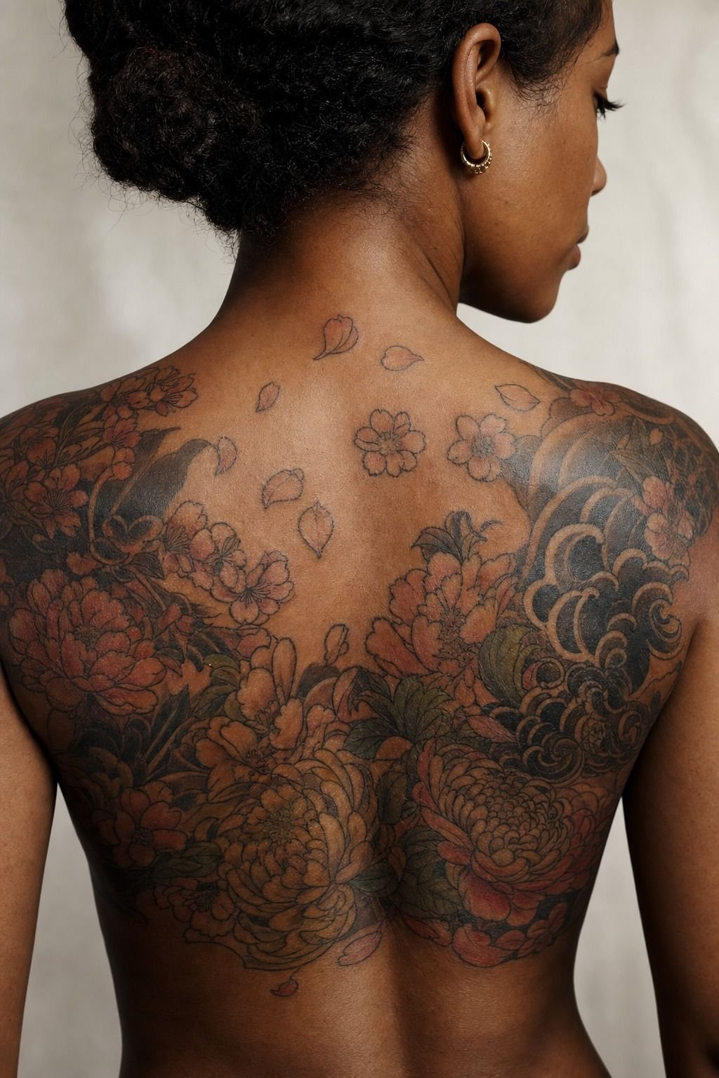 Add Japanese Floral Tattoo Background Elements