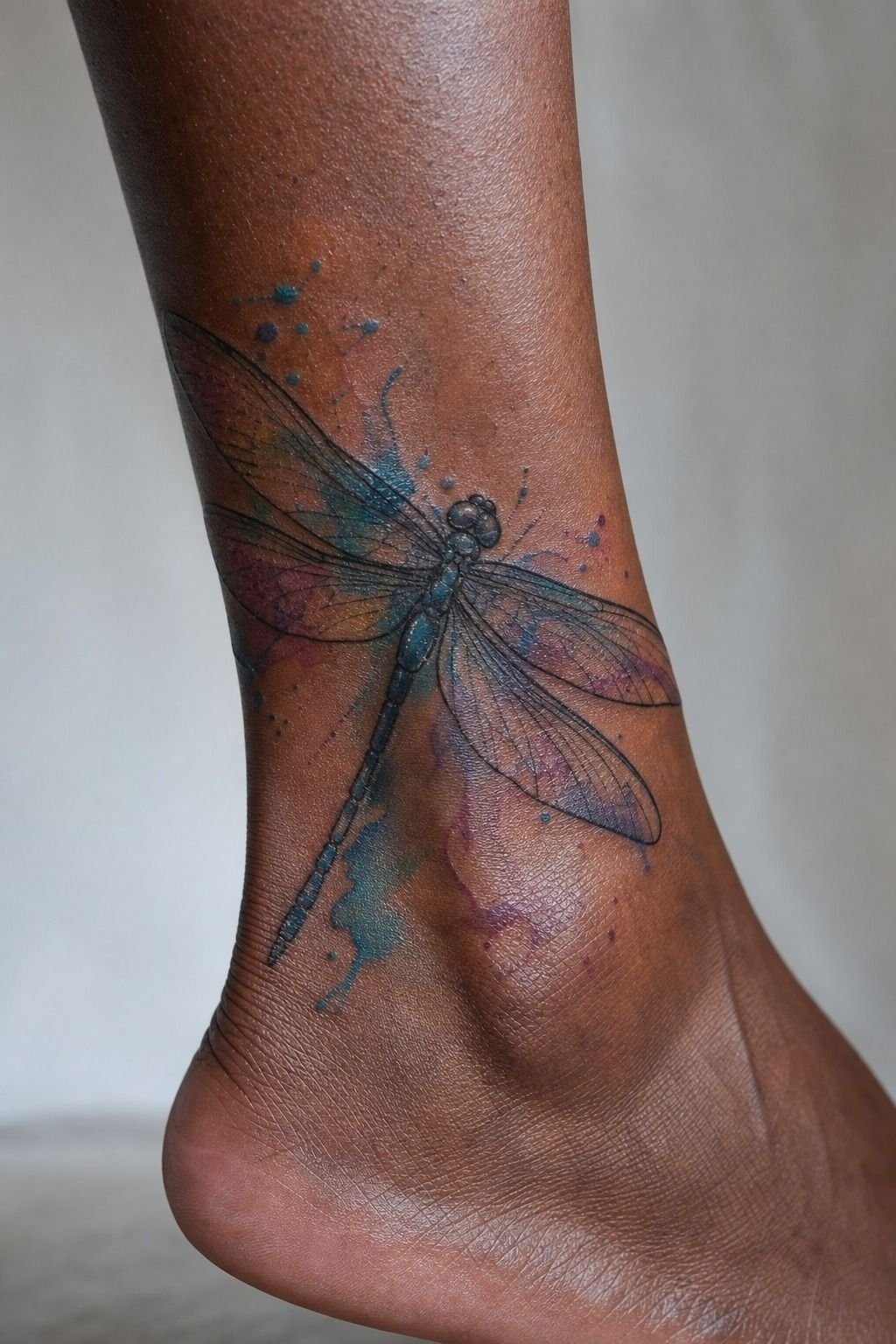 Move A Watercolor Dragonfly From Ankle To Lower Calf