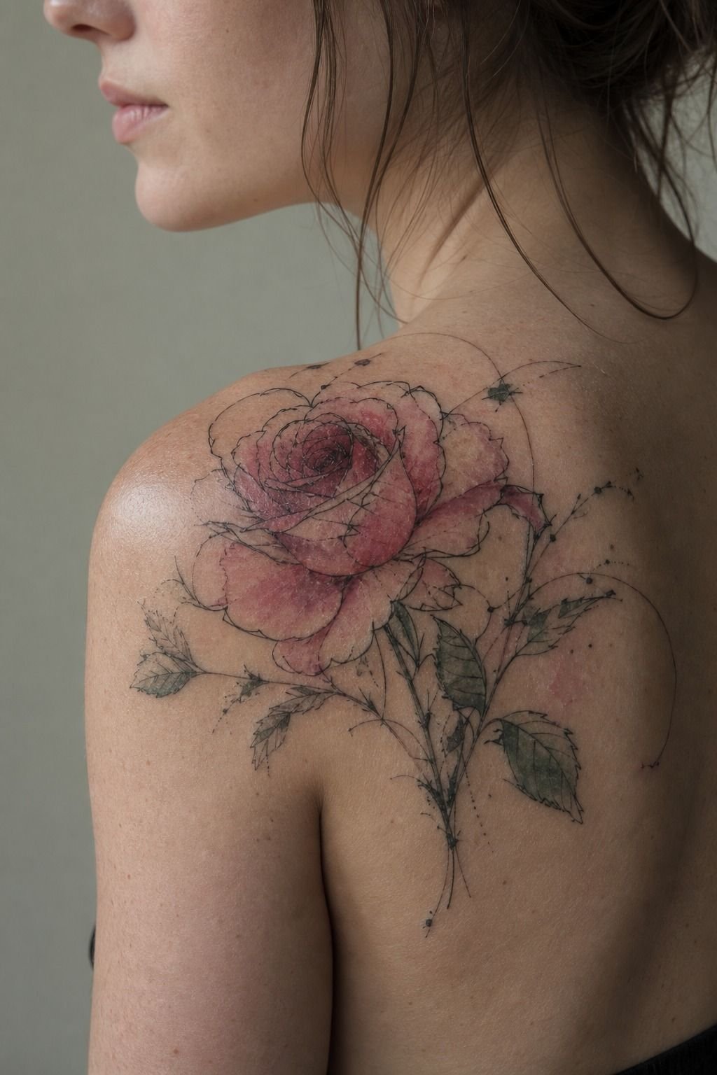 Let A Watercolor Rose Win With Sketchy Linework