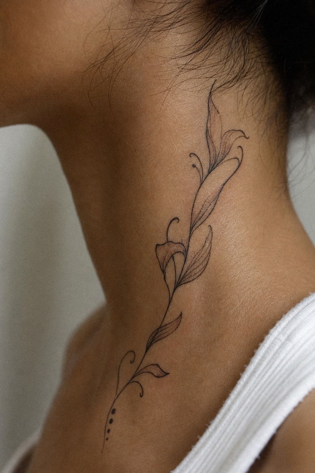 Small Side Neck Tattoo With Script