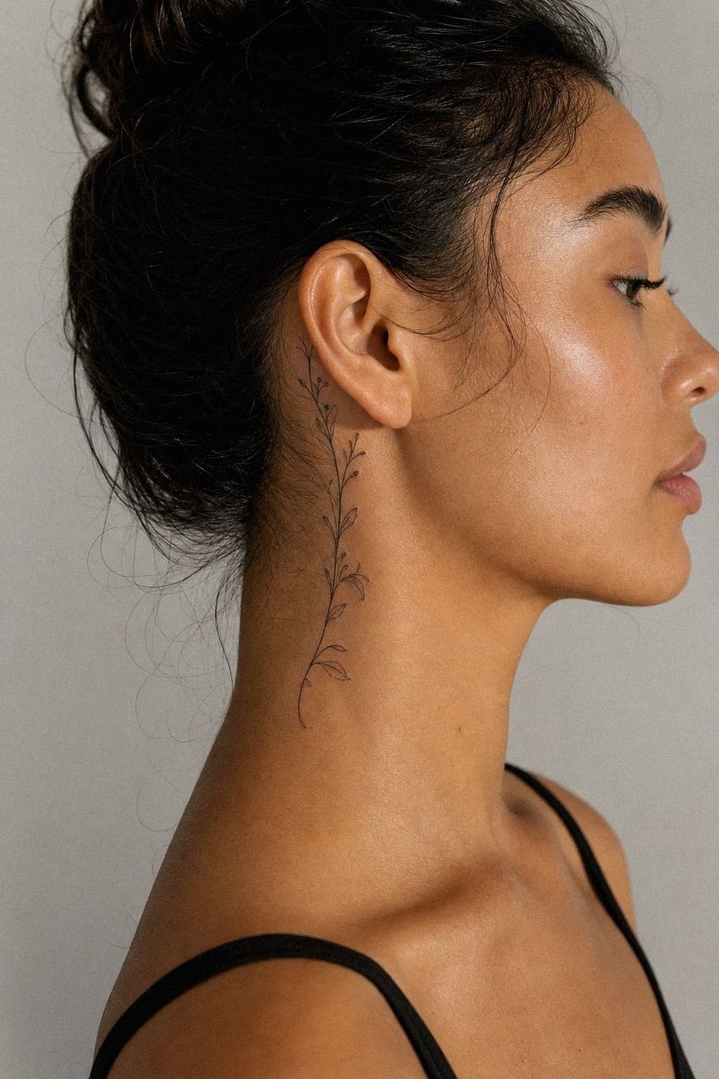 Behind The Ear Side Neck Tattoo