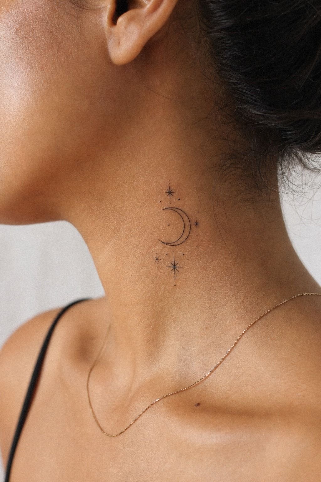 Side Neck Tattoo With Moon Symbolism