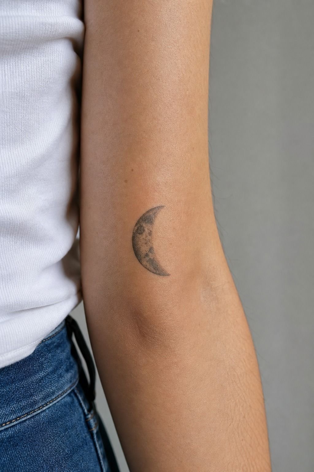 Shaded Half Moon Forearm Tattoo