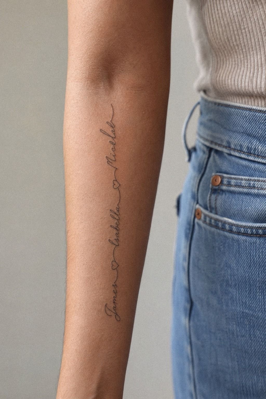 Place Kids Names Along Forearm Skin
