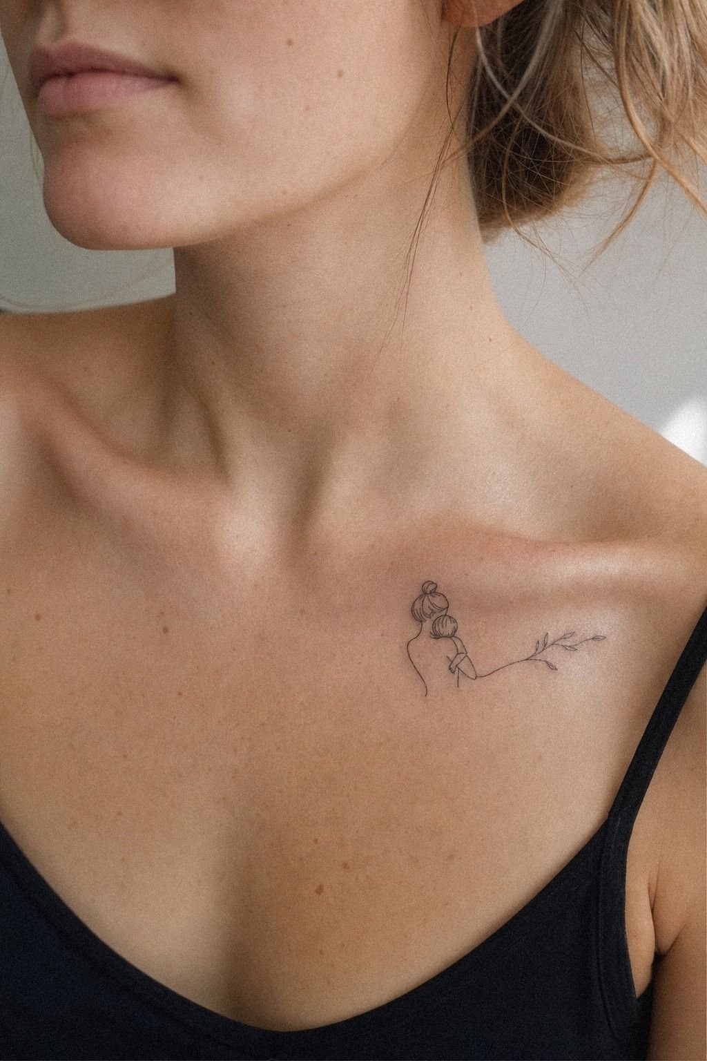 Place Parent Child Tattoos Near Collarbones