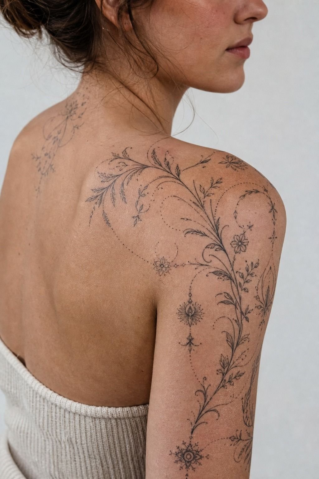 Pick a stencil that wraps the full shoulder dome