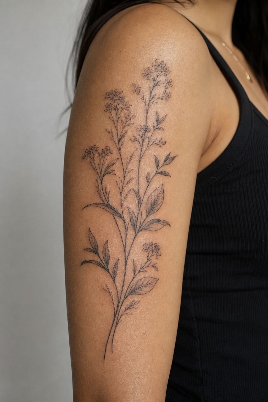Black And Grey Upper Arm Botanicals