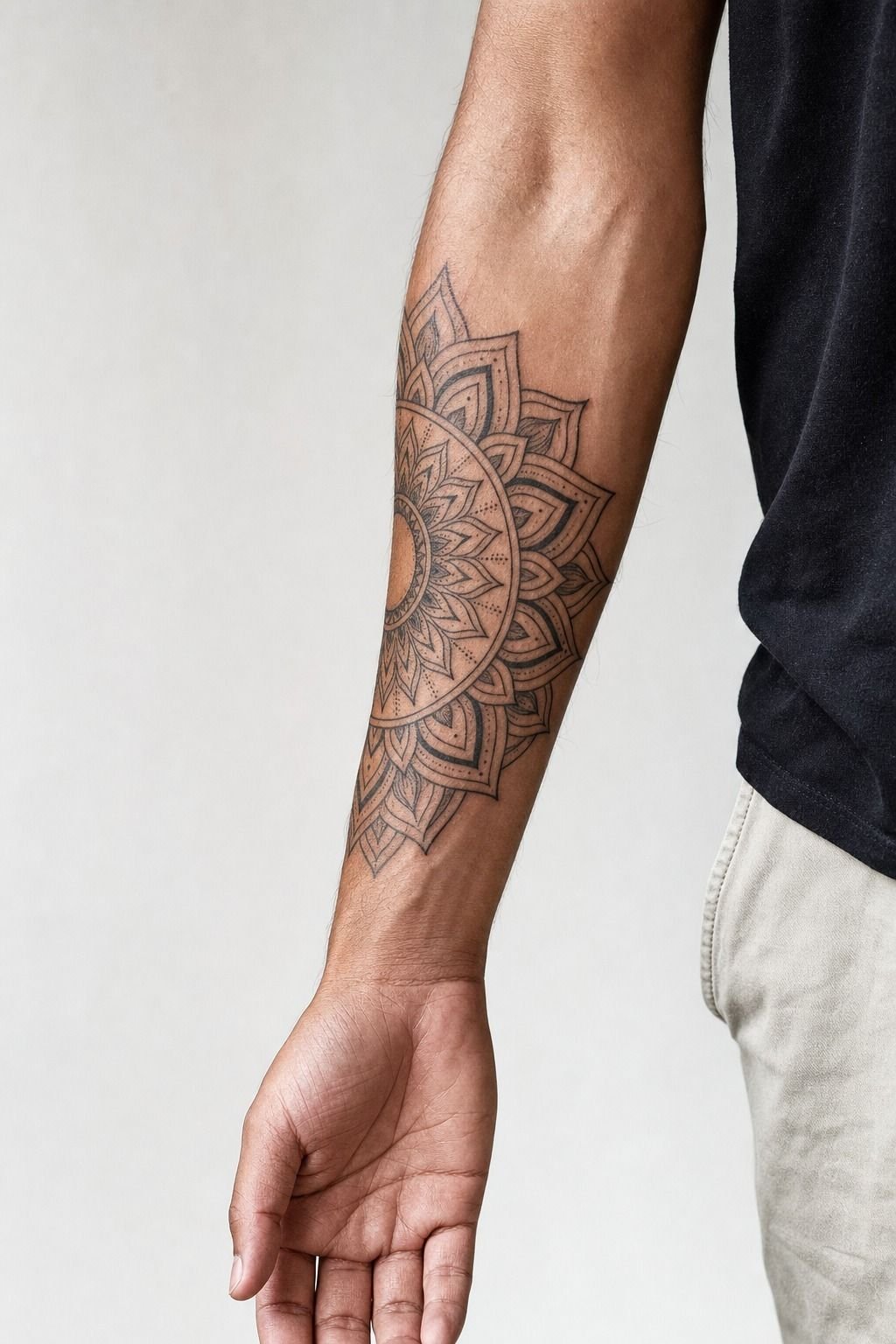 Minimalist Mandala Quarter Sleeve Tattoo