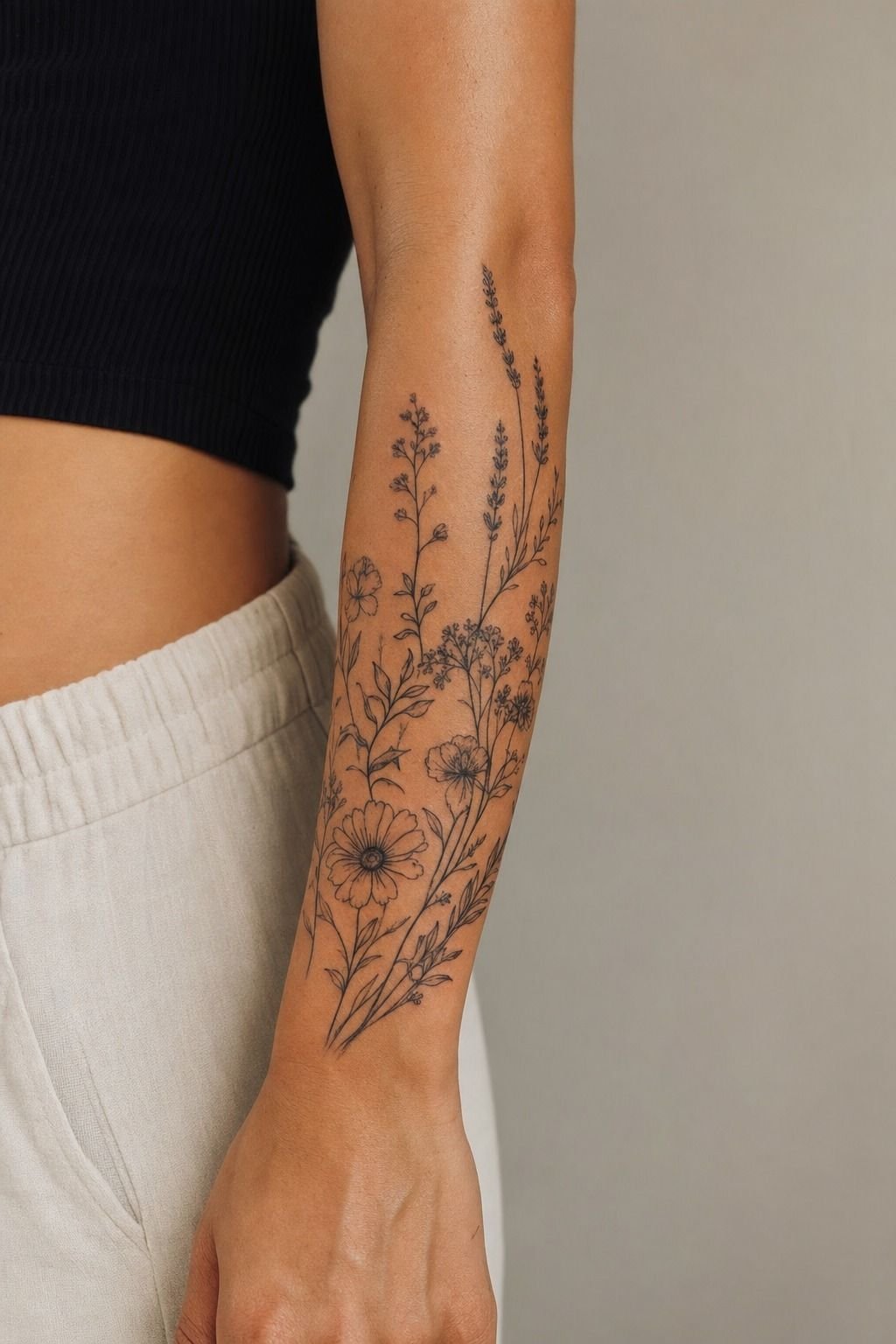 Lower Arm Wildflower Quarter Sleeve