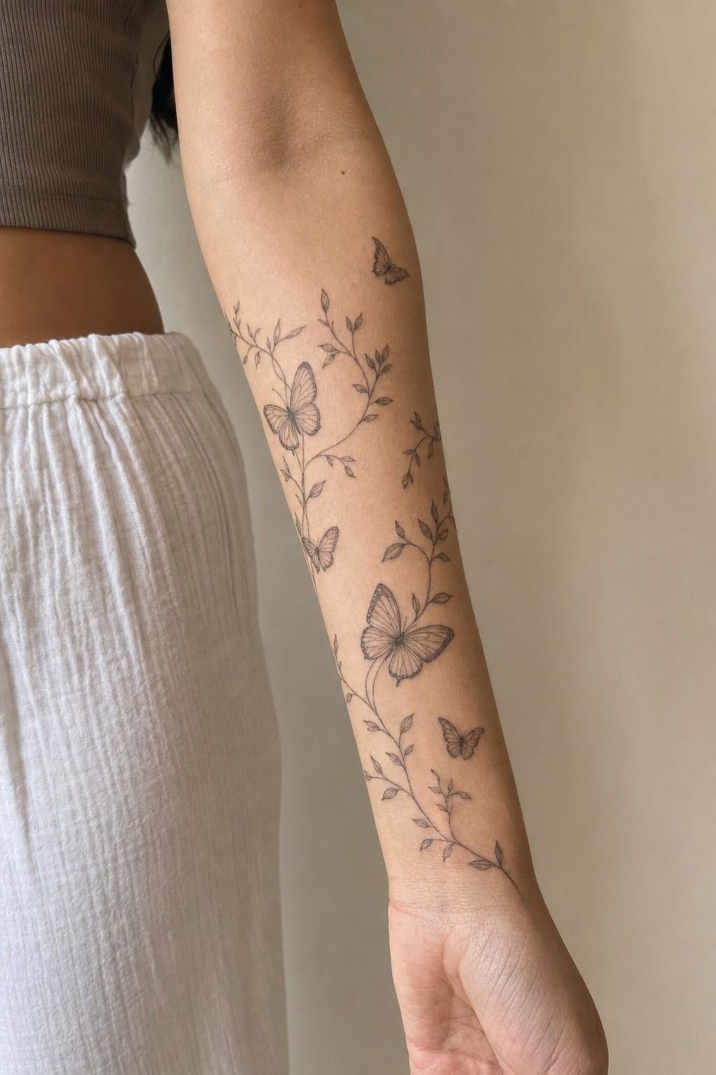 Butterfly And Vine Quarter Sleeve