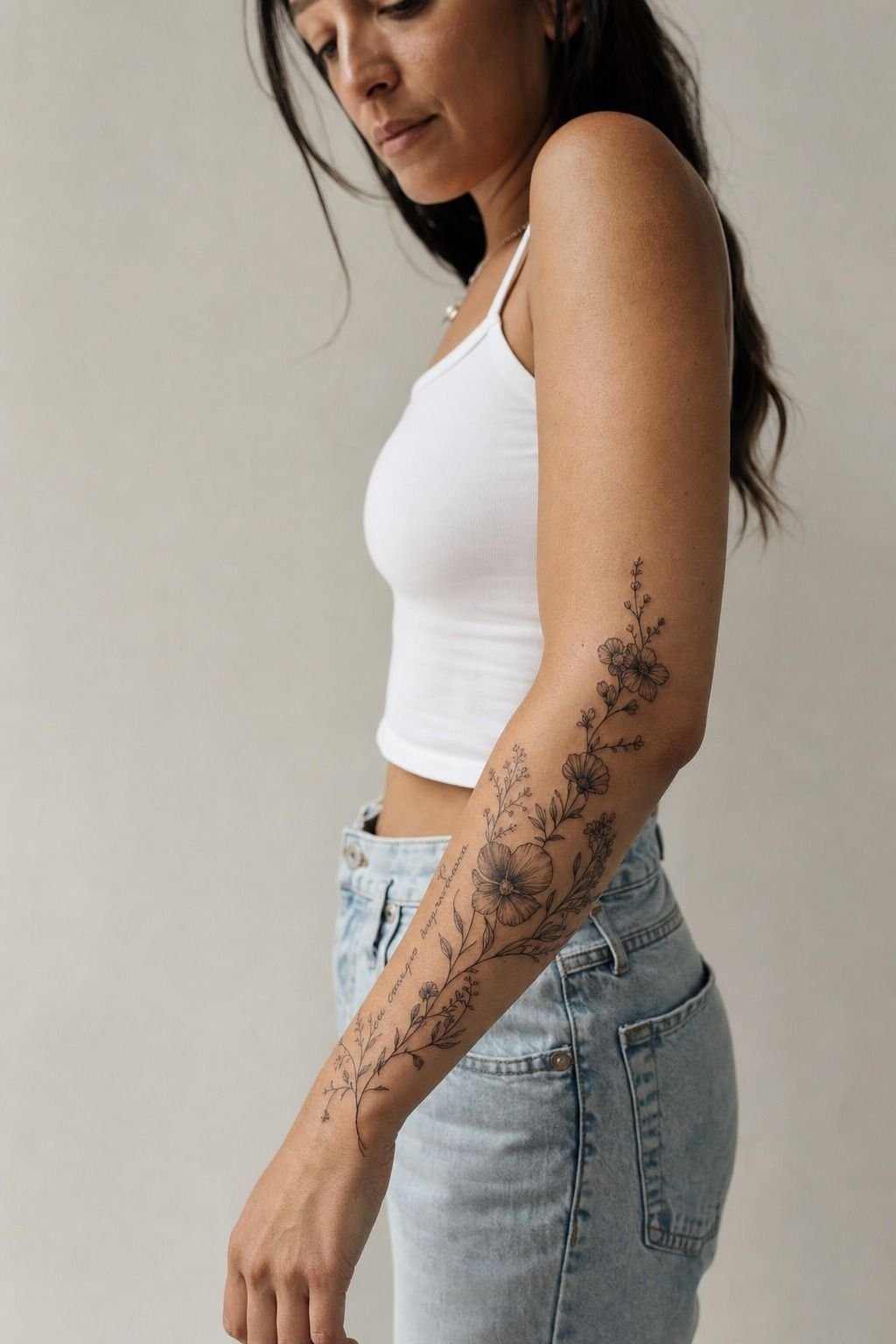 Script And Floral Quarter Sleeve