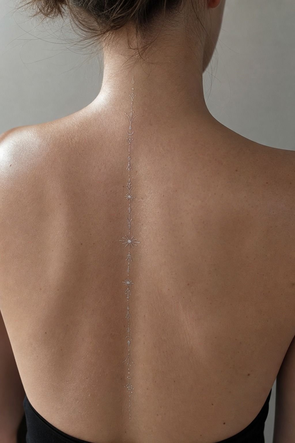 Tracing the spine line in silver pen
