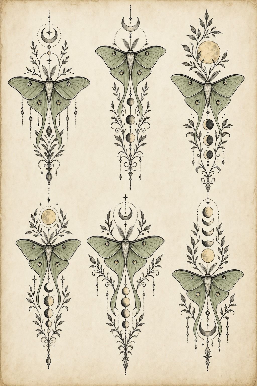 Luna Moth Spine Tattoo With Soft Shading