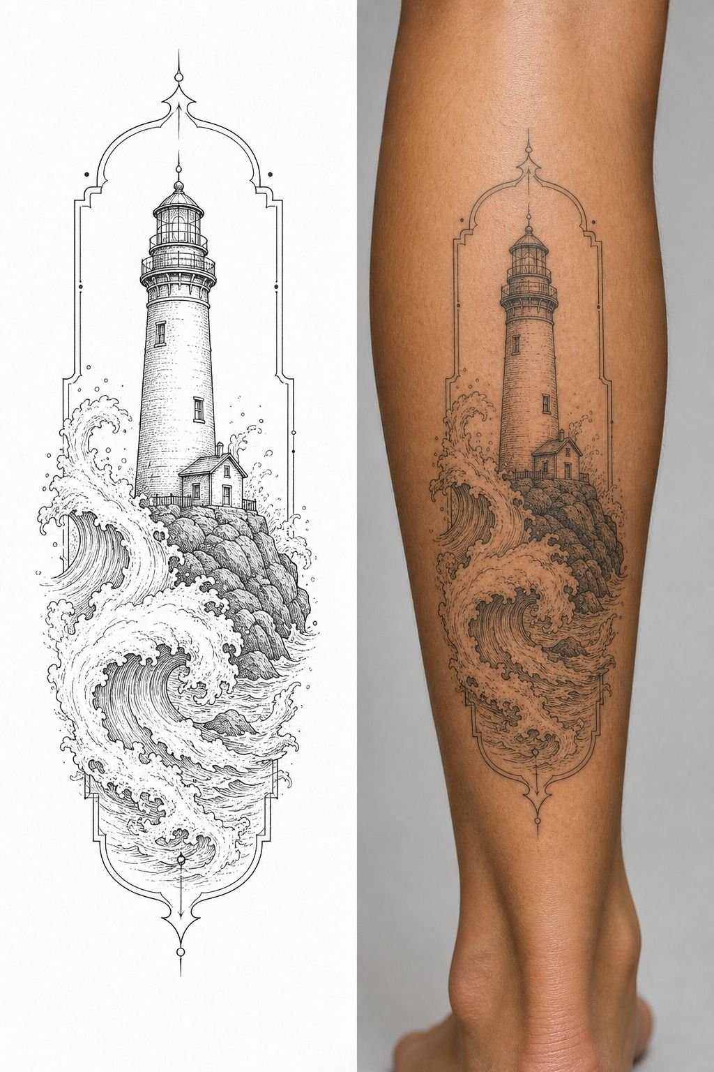 Frame A Lighthouse With Crashing Waves