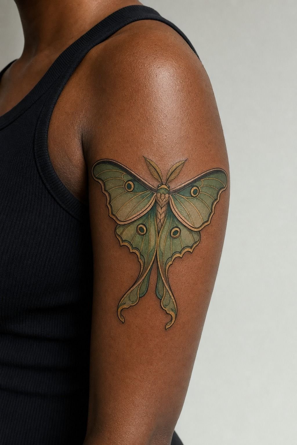 Neo Traditional Luna Moth Tattoo