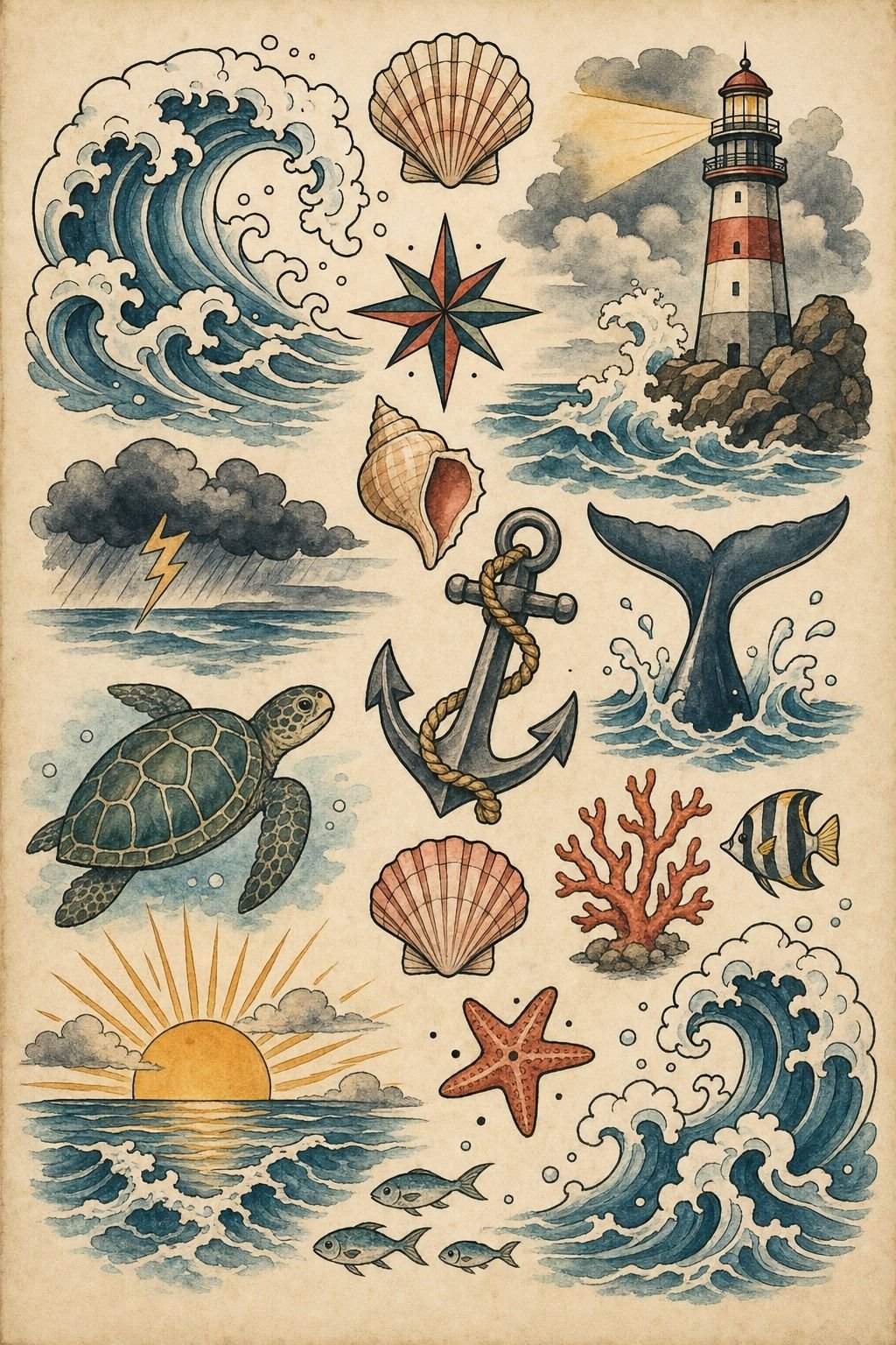 Hazel Anchors Watercolor With Linework