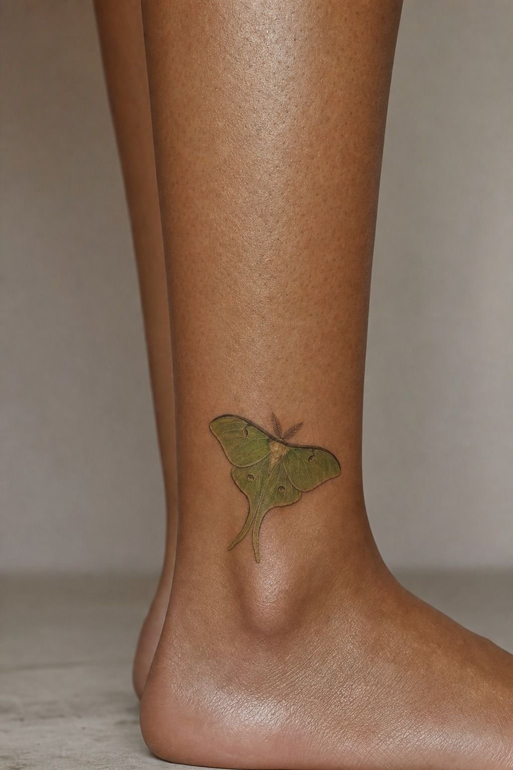 Realistic Luna Moth Tattoo With Green Ink