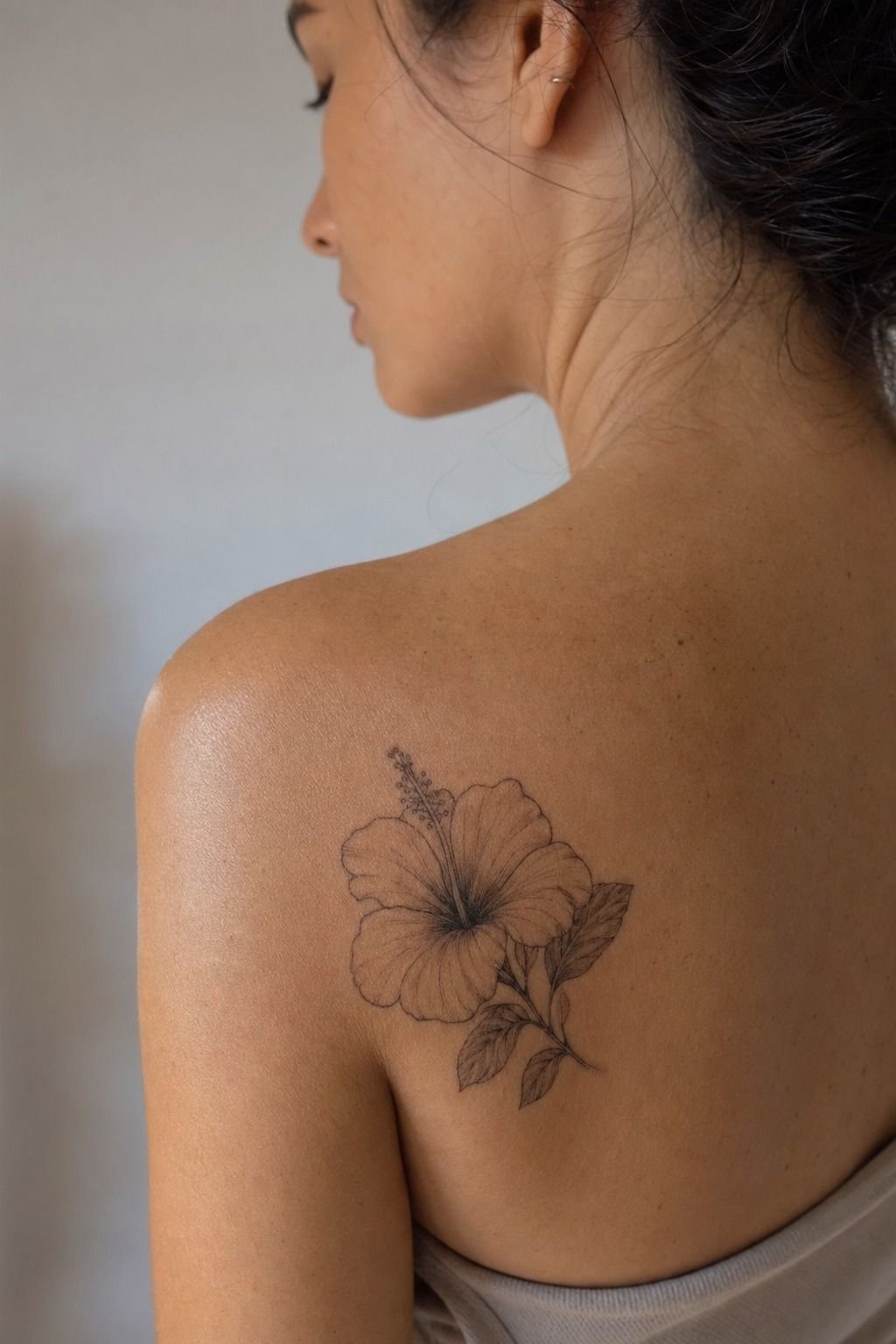 Let a Hawaiian Hibiscus Open Across the Shoulder