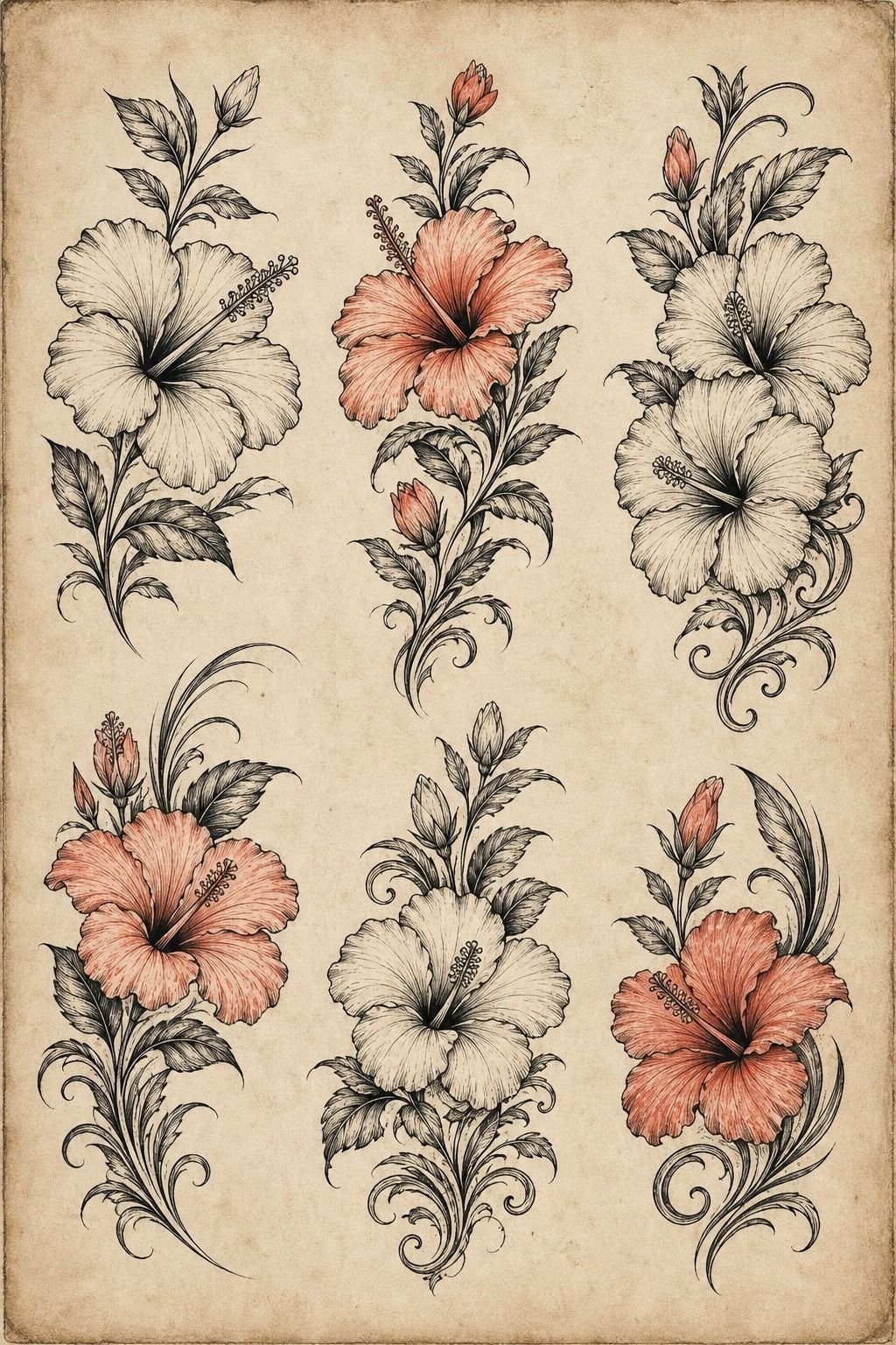 Realistic Hibiscus Upper Arm Tattoo