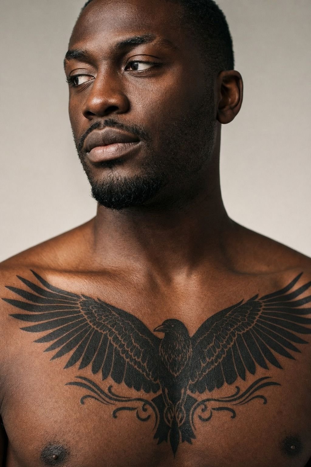 Plan A Blackwork Crow Chest Piece