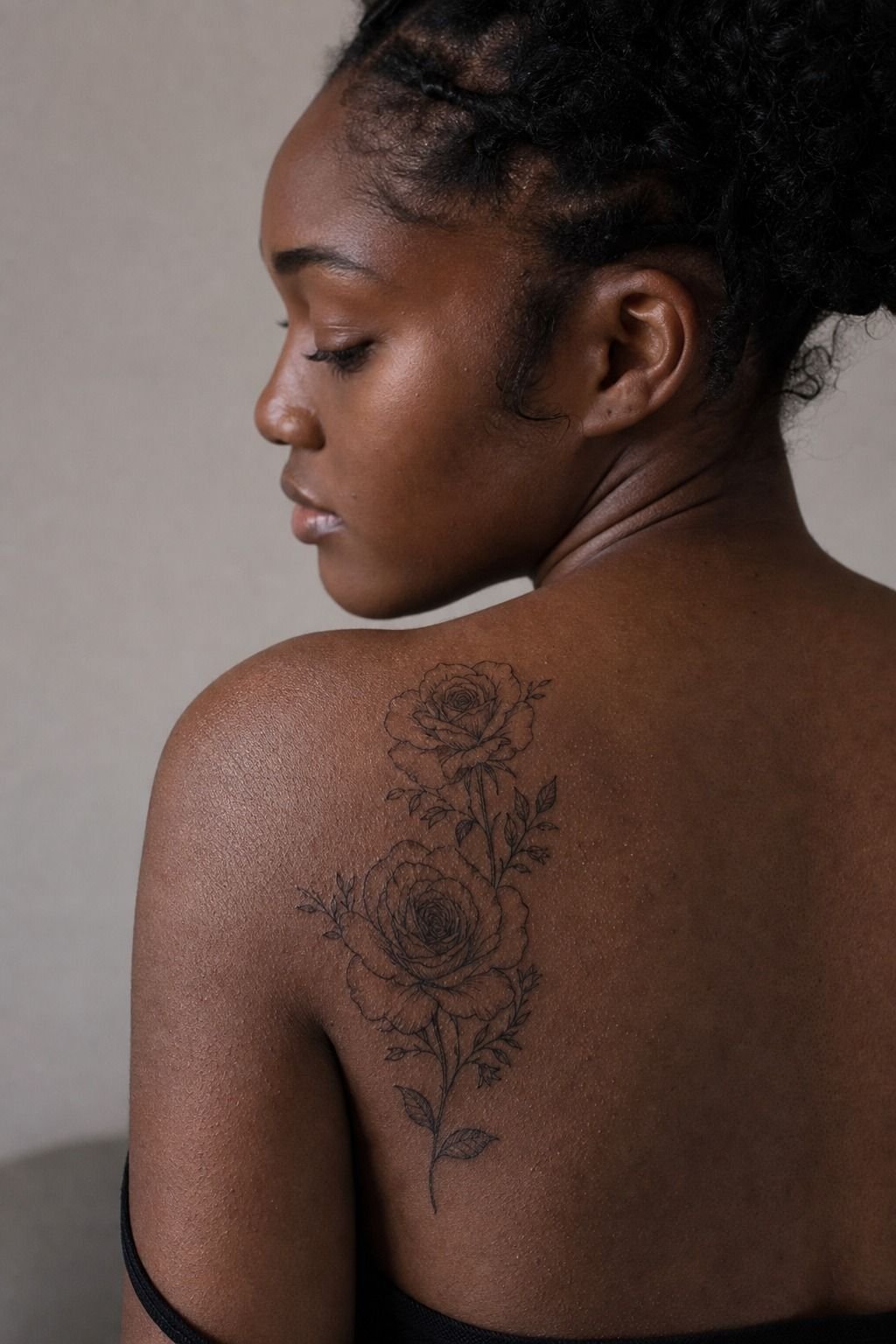 June Rose Birth Flower Shoulder Tattoo