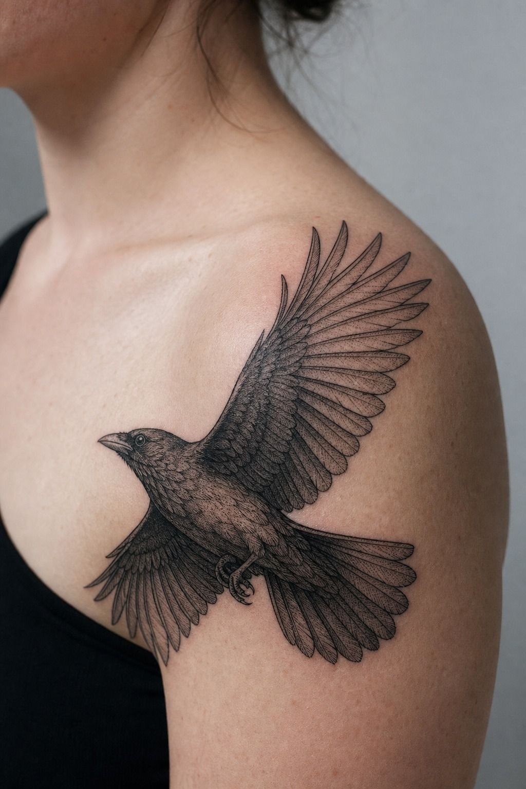 Choose A Flying Crow Shoulder Design