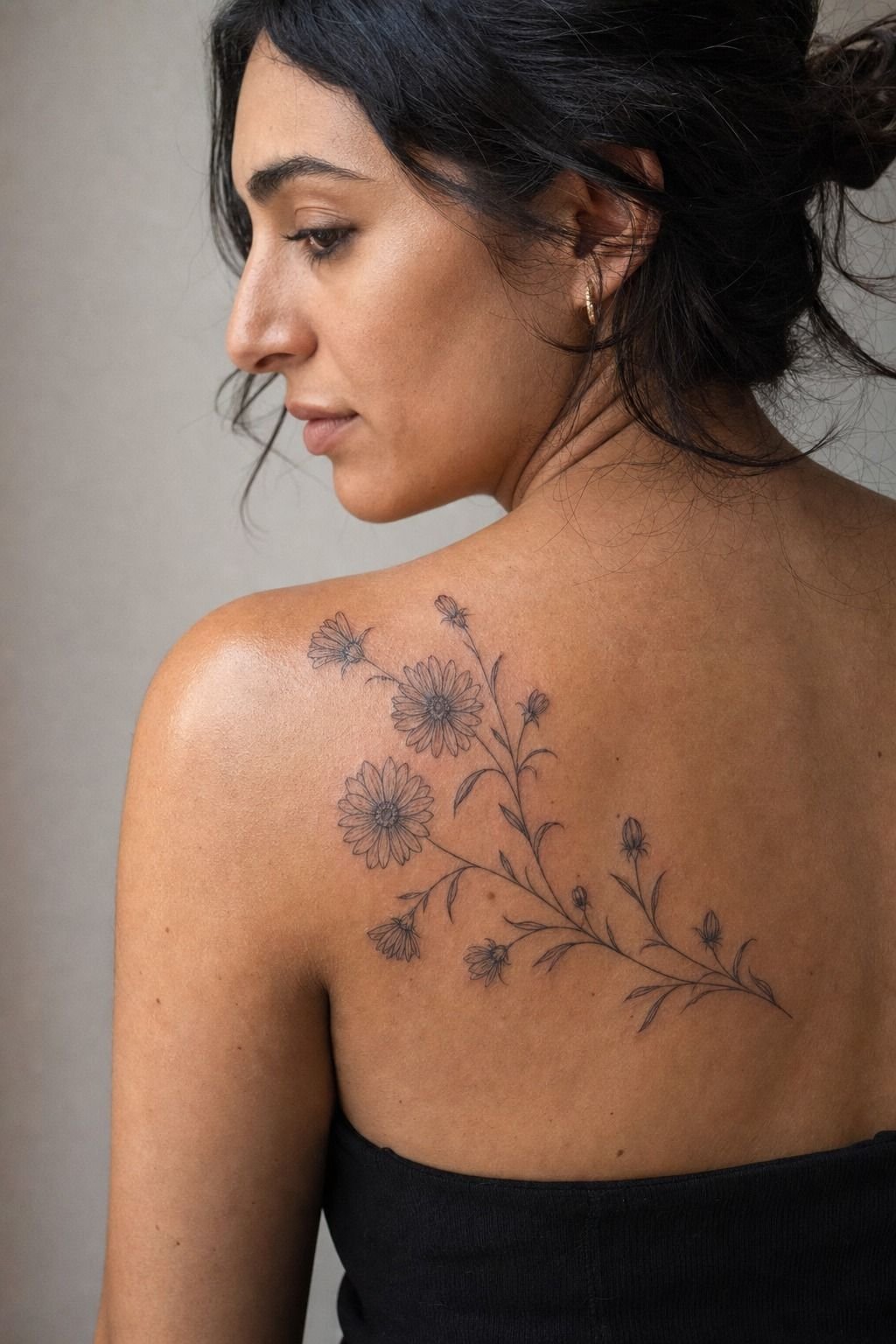 September Aster Birth Flower Tattoo