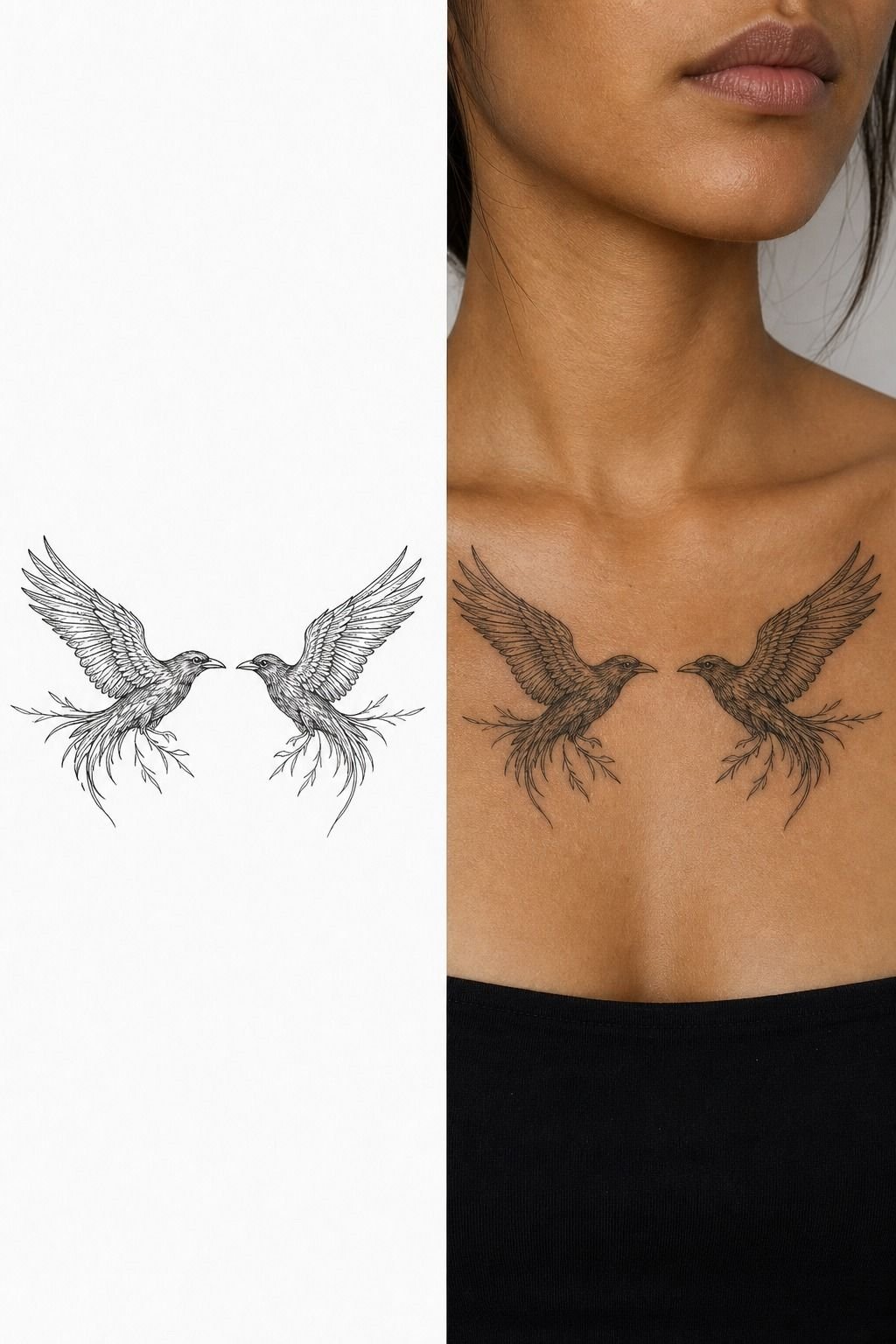 Place Twin Crows Across The Collarbone