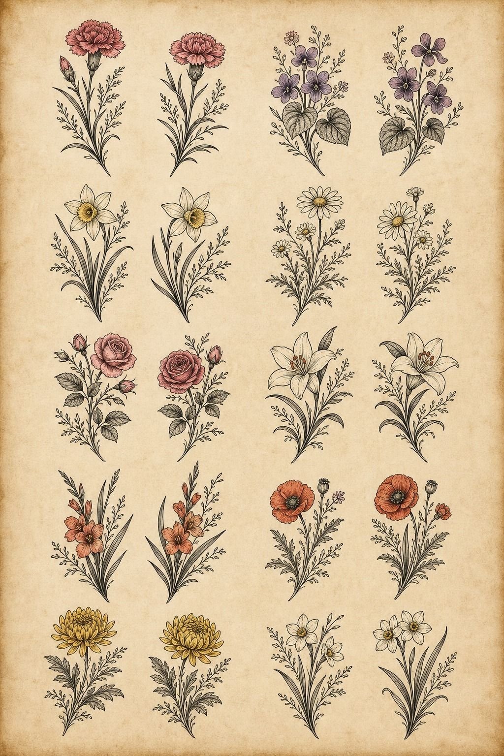 Matching Birth Month Flowers on Forearms