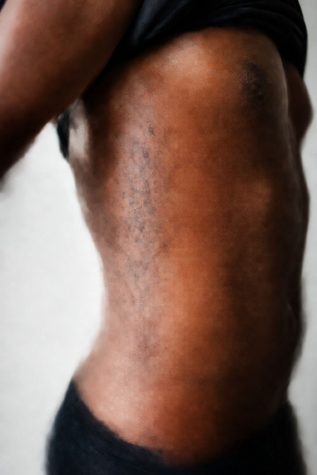 Stretch Soft Arabic Linework Along the Rib Arc
