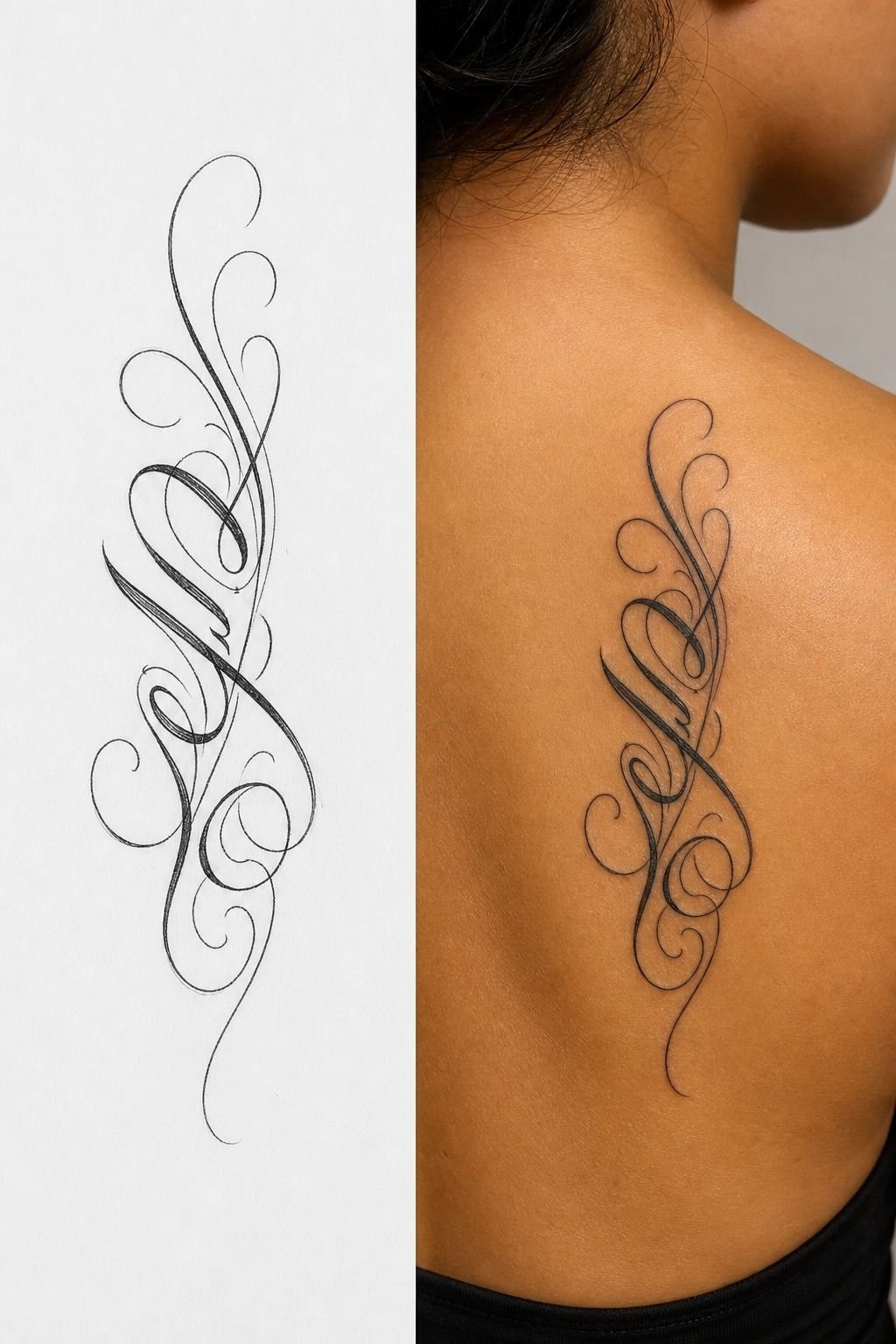 Girlfriend Name Shoulder Blade Tattoo