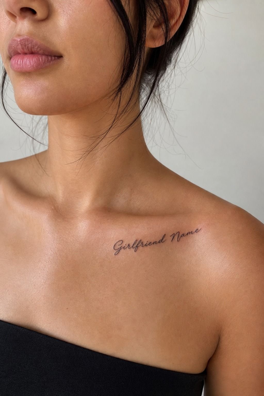 Girlfriend Name Along Collarbone