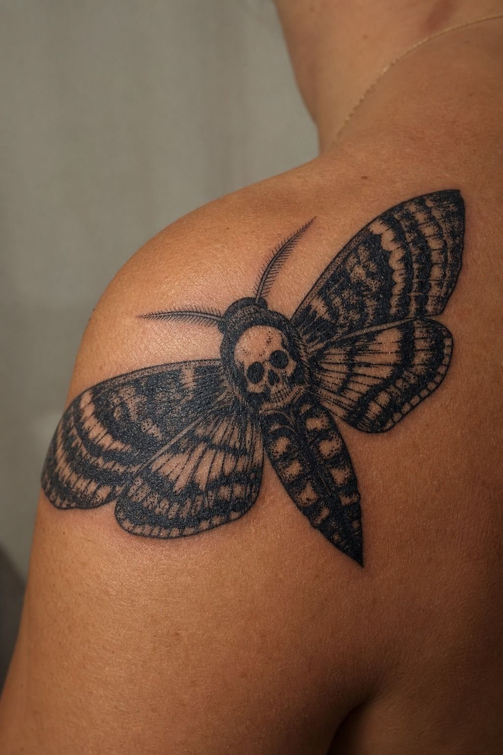 Pick Blackwork For A Deathhead Moth Tattoo