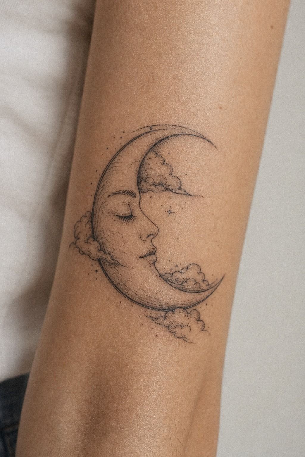 I Sketched A Sleeping Moon Forearm Design