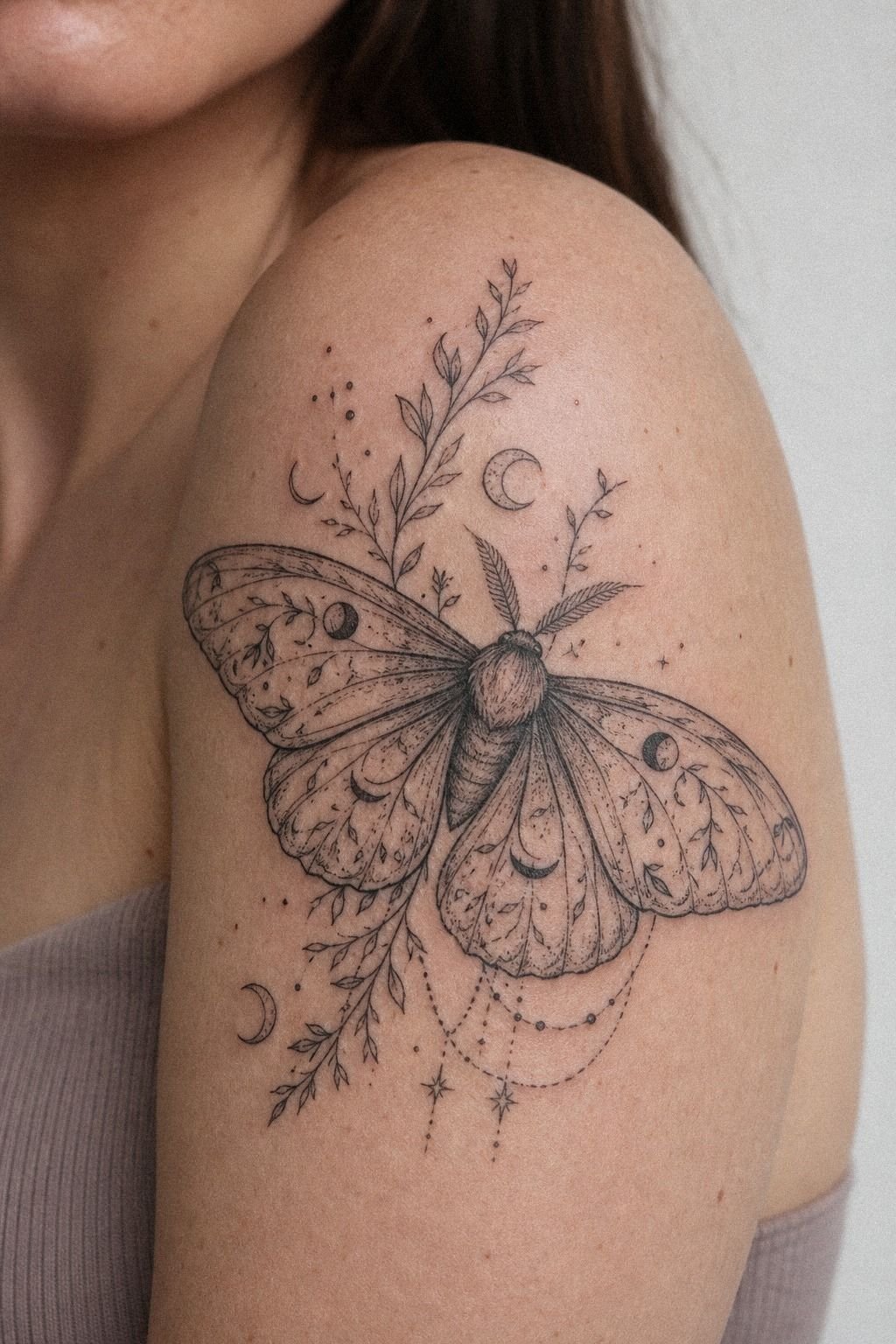 I Added A Whimsical Moth Shoulder Tattoo