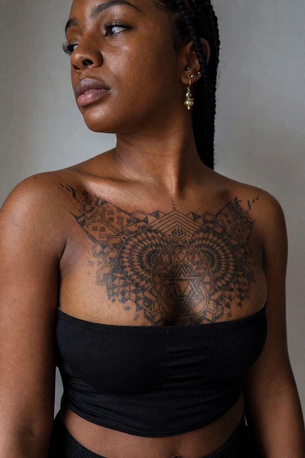 The sacred geometry chest panel that took three sessions