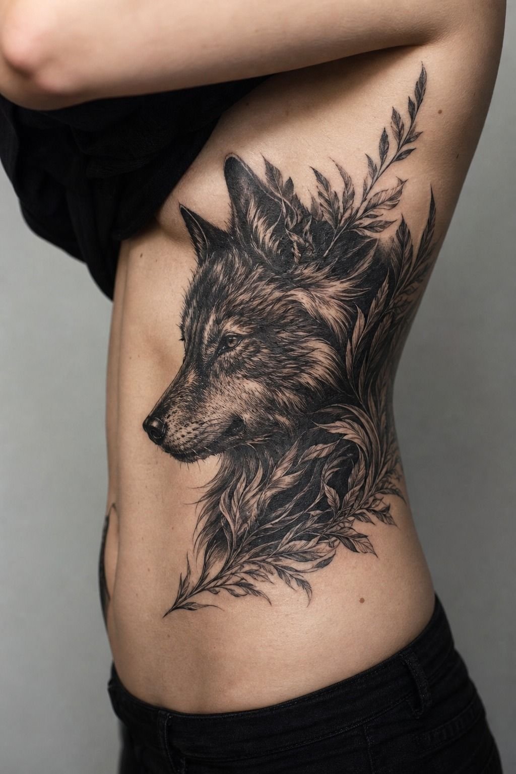 The animal blackwork portrait that used white ink highlights