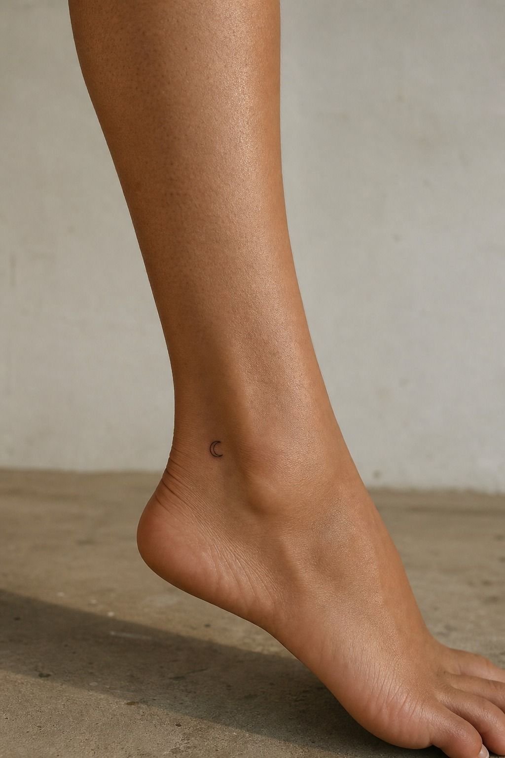 Place a tiny crescent along the foot edge