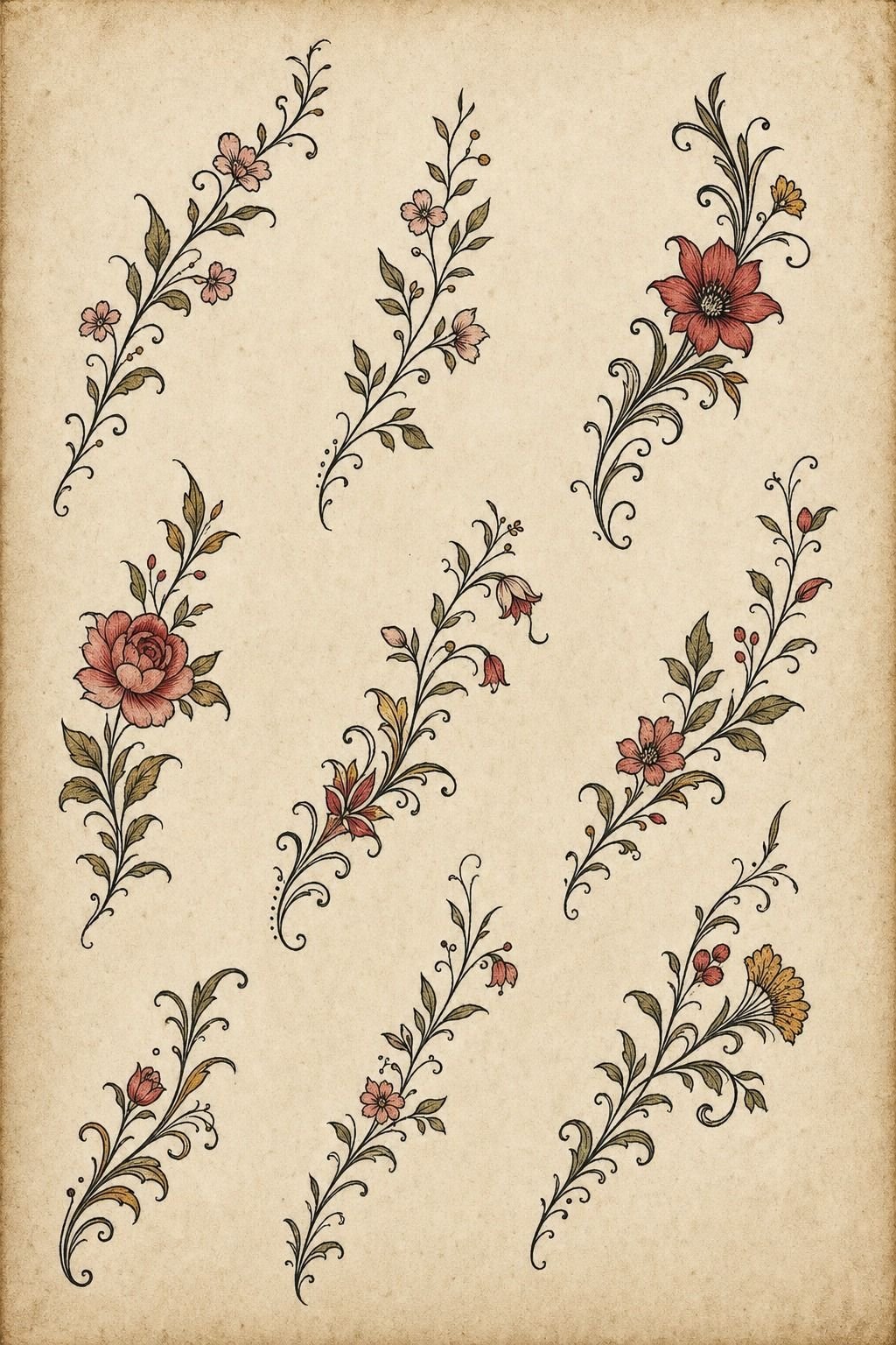 Plan floral vines around the outer foot
