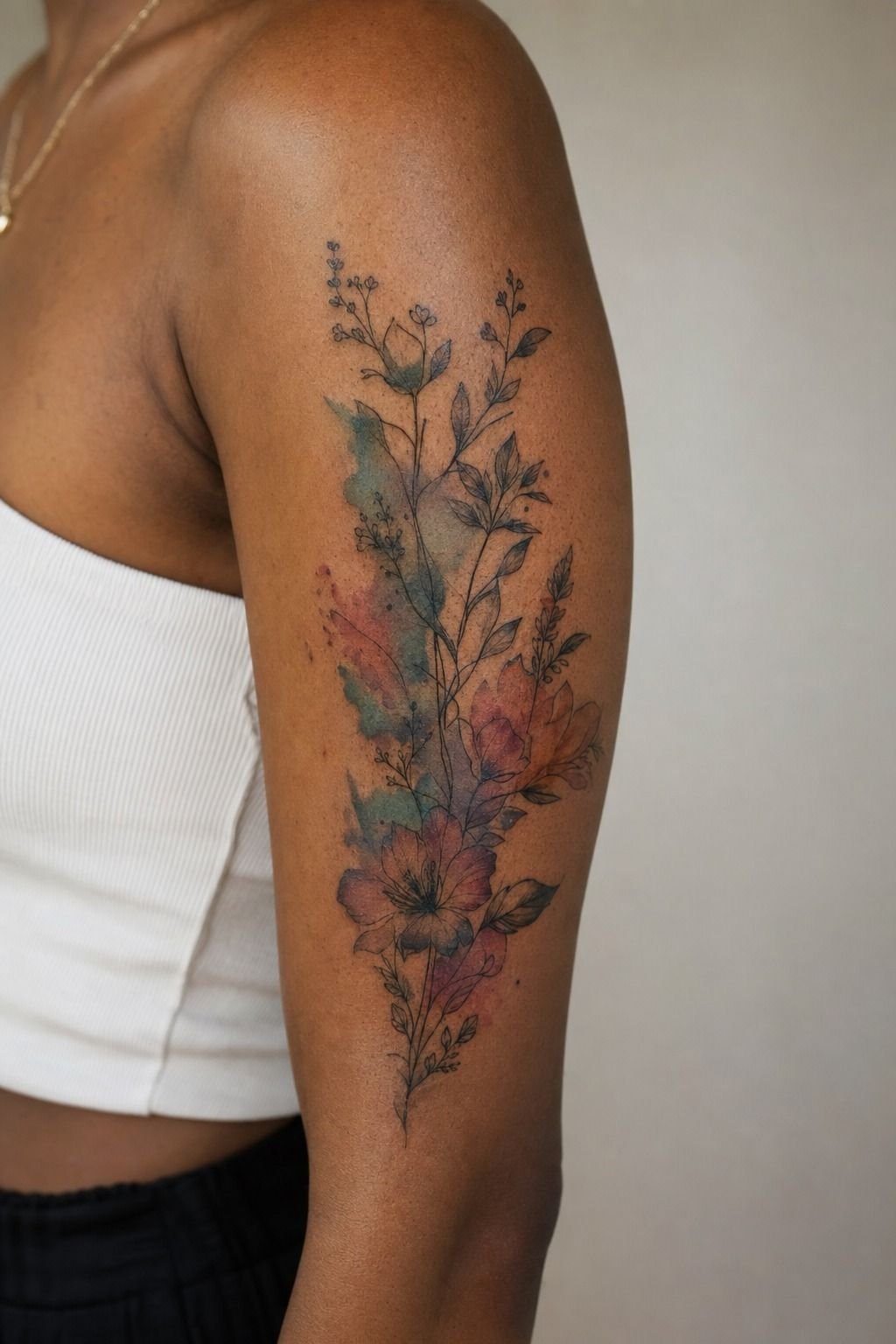 I Anchored Watercolor With Black Botanical Lines