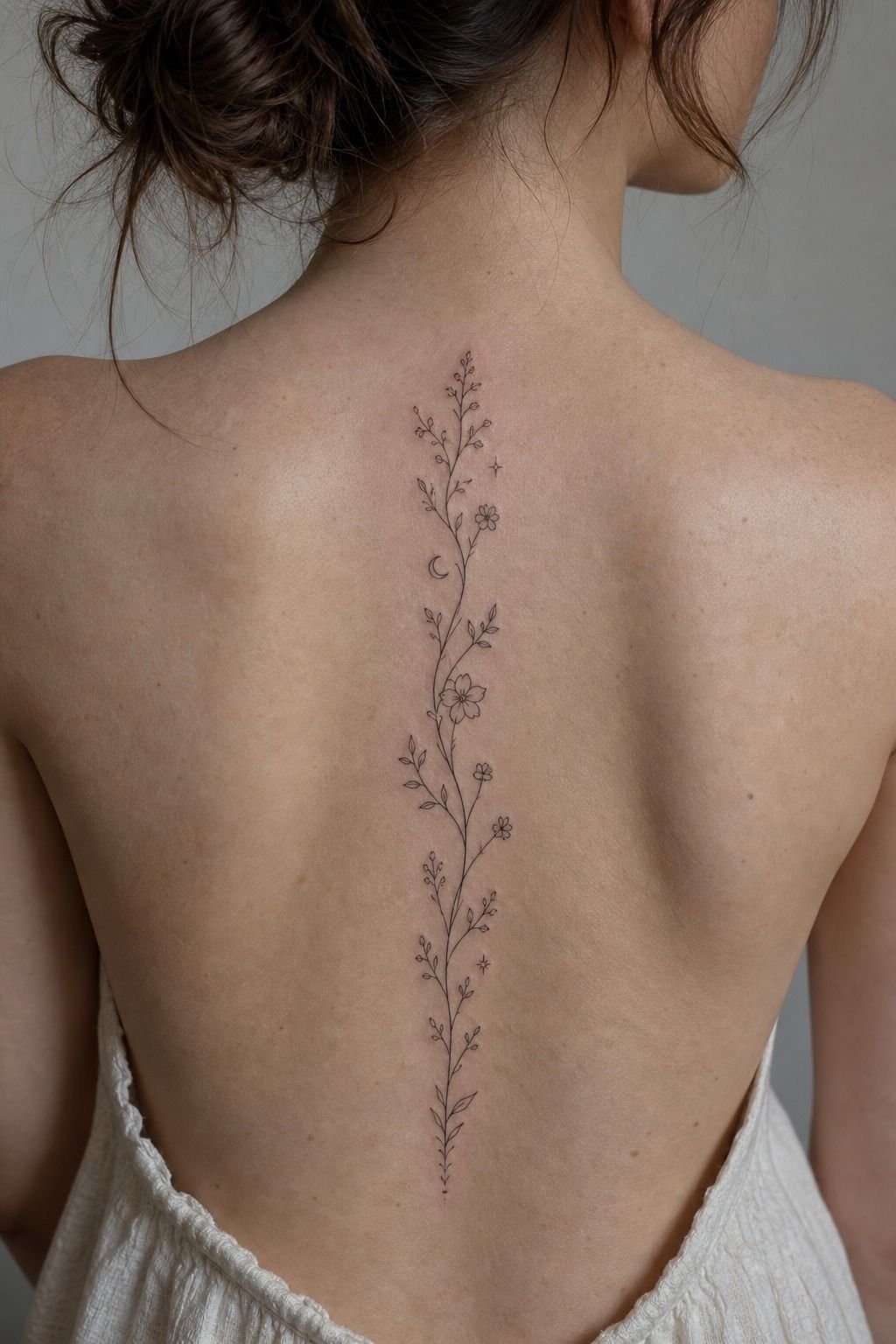 Botanical Vine Spine Tattoo With Personal Symbolism