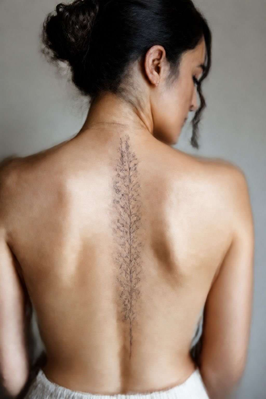 Meaningful Birth Flower Spine Tattoo for Women