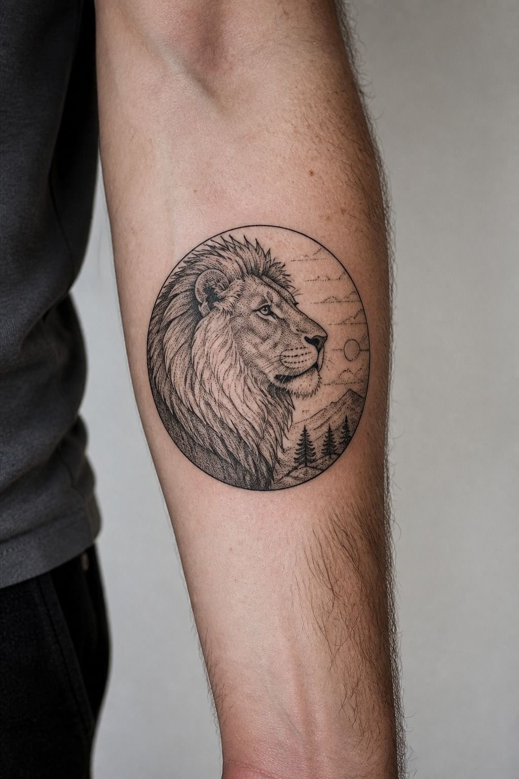 Push the Contrast on a Lion Circle Tattoo