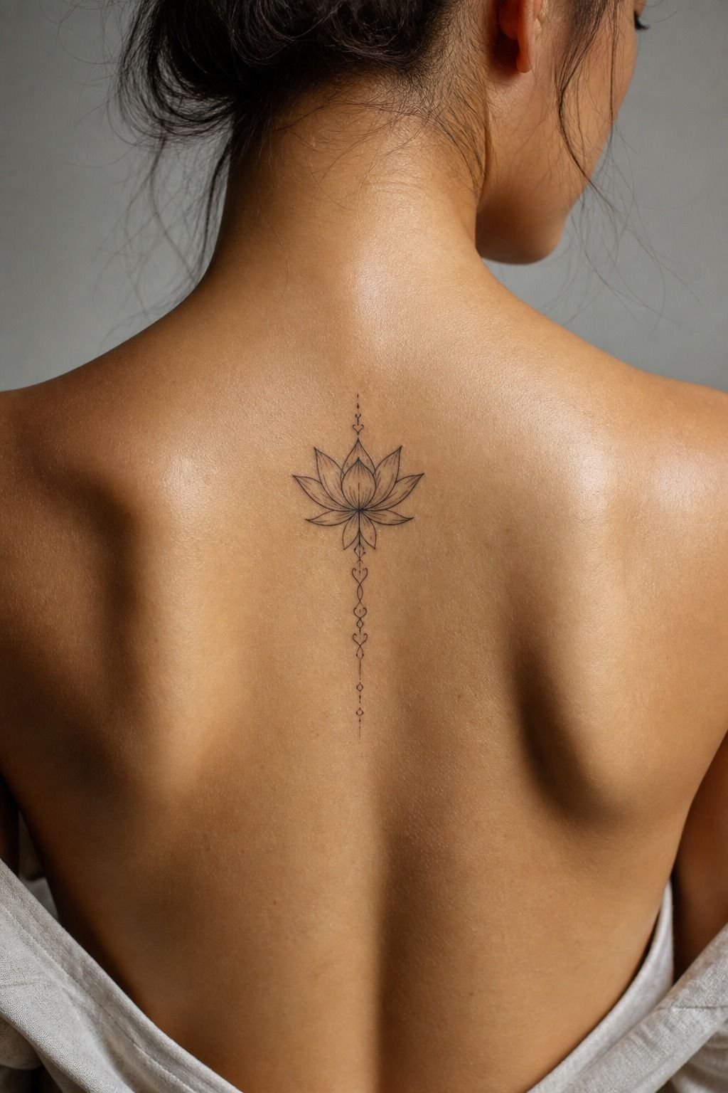 Lotus Spine Tattoo Representing Personal Growth