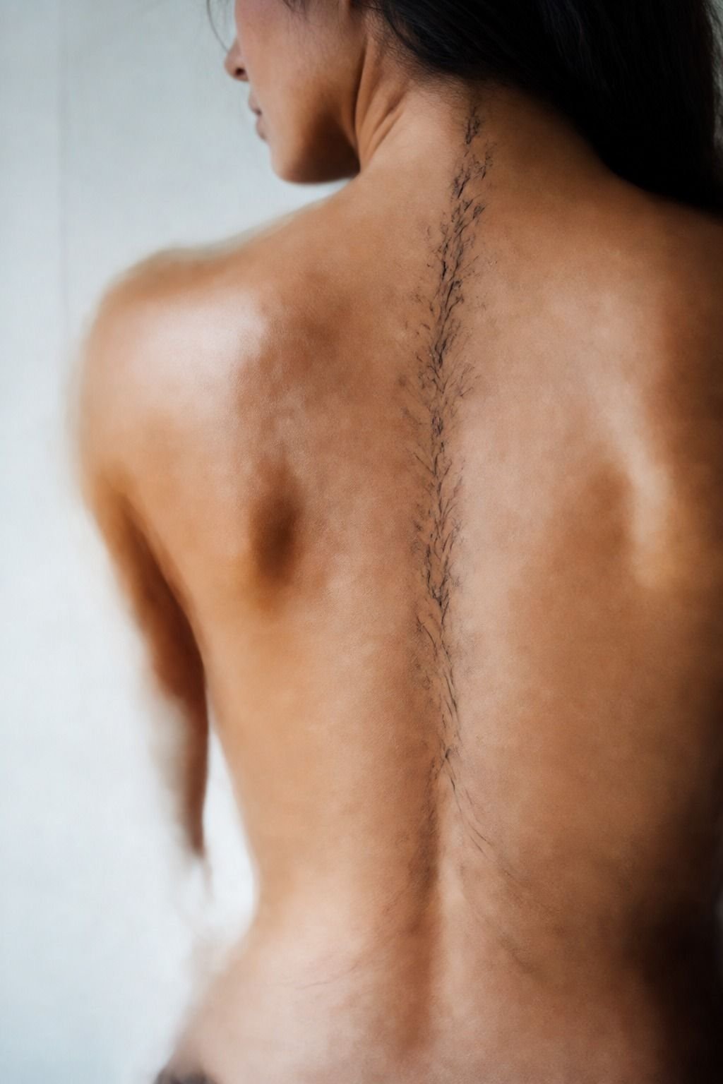 Spine To Hip Script Tattoo With Botanical Flourishes