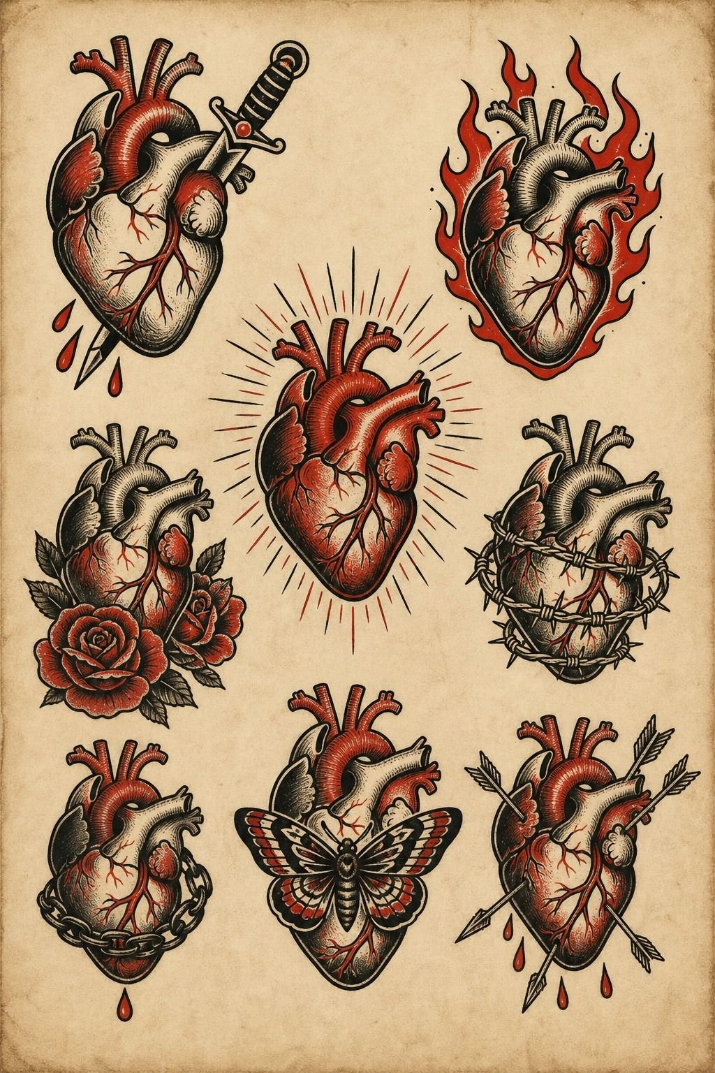 Human Heart With Red Ink Accents